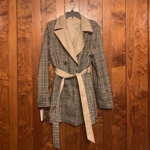Reversible Plaid Pea Coat